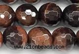 CTE2345 15 inches 8mm faceted round red tiger eye beads