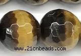 CTE2357 15 inches 14mm faceted round yellow tiger eye beads