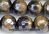 CTE2359 15 inches 8mm faceted round AB-color yellow tiger eye beads