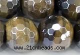 CTE2361 15 inches 12mm faceted round AB-color yellow tiger eye beads