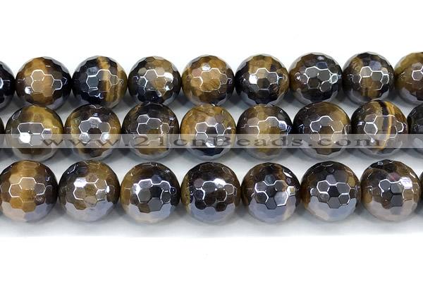 CTE2362 15 inches 14mm faceted round AB-color yellow tiger eye beads