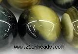 CTE2367 15 inches 14mm round golden & blue tiger eye beads