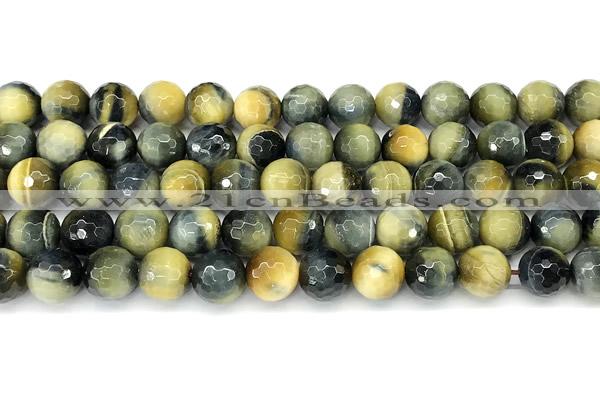 CTE2370 15 inches 10mm faceted round golden & blue tiger eye beads