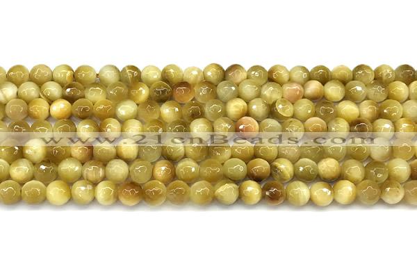 CTE2388 15 inches 6mm faceted round golden tiger eye beads