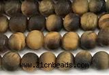 CTE2455 15 inches 4mm round matte yellow tiger eye beads