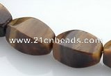 CTE26 8*15mm twisted oval yellow tiger eye beads Wholesale