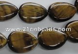 CTE307 15.5 inches 15*20mm flat teardrop yellow tiger eye gemstone beads