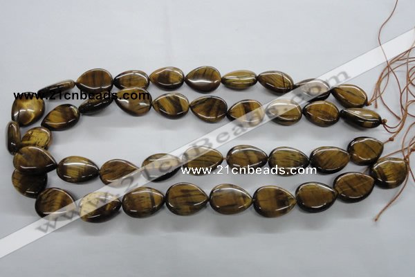 CTE307 15.5 inches 15*20mm flat teardrop yellow tiger eye gemstone beads