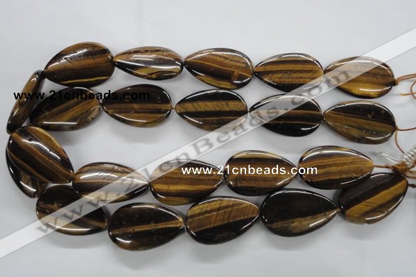 CTE308 15.5 inches 22*34mm flat teardrop yellow tiger eye gemstone beads