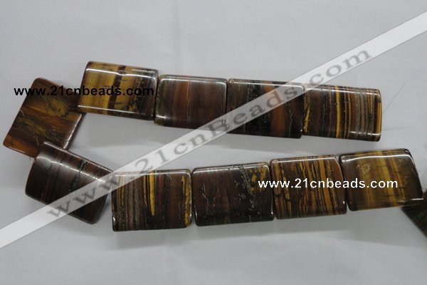 CTE313 15.5 inches 30*40mm flat tube yellow tiger eye gemstone beads