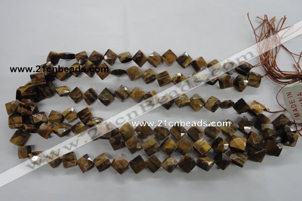 CTE315 15.5 inches 10*10mm faceted diamond yellow tiger eye beads