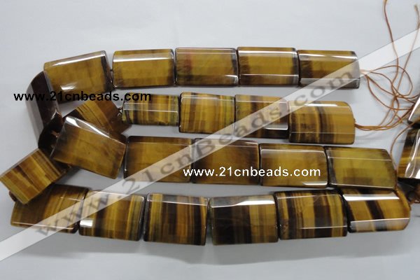 CTE317 15.5 inches 25*35mm faceted rectangle yellow tiger eye beads