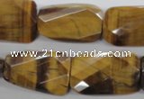 CTE318 18*25mm twisted & faceted rectangle yellow tiger eye beads