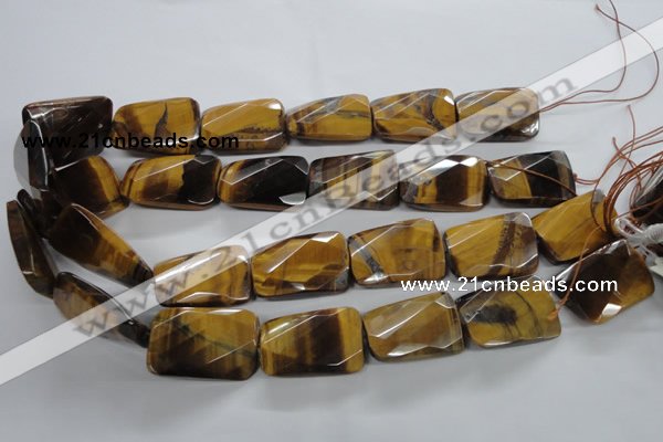 CTE319 20*30mm twisted & faceted rectangle yellow tiger eye beads