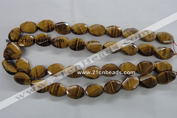 CTE321 15.5 inches 15*20mm twisted & faceted oval yellow tiger eye beads