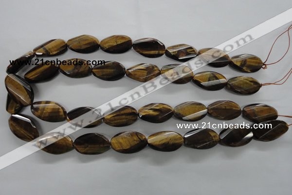 CTE322 15.5 inches 15*25mm twisted & faceted oval yellow tiger eye beads