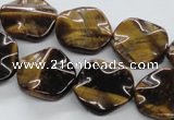 CTE323 15.5 inches 20mm wavy coin yellow tiger eye gemstone beads