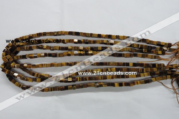 CTE326 15.5 inches 4*4mm cube yellow tiger eye gemstone beads