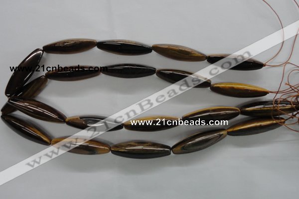 CTE332 15.5 inches 11*40mm trihedron yellow tiger eye gemstone beads