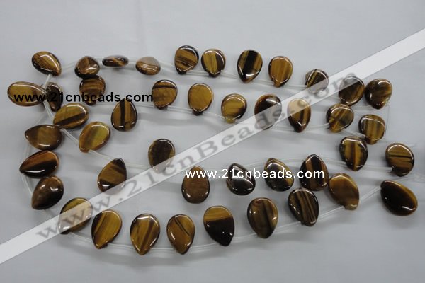 CTE338 Top-drilled 13*18mm flat teardrop yellow tiger eye gemstone beads