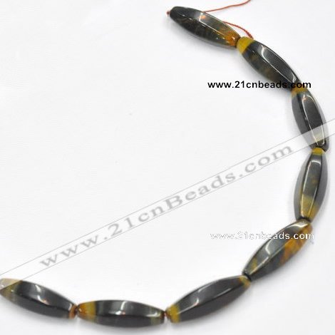 CTE36 15.5 inches 10*30mm faceted rice blue tiger eye beads wholesale