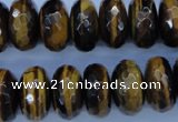 CTE405 15.5 inches 10*18mm faceted rondelle yellow tiger eye beads