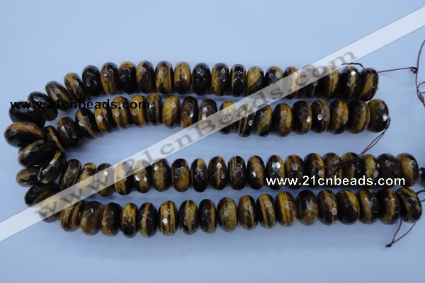 CTE405 15.5 inches 10*18mm faceted rondelle yellow tiger eye beads