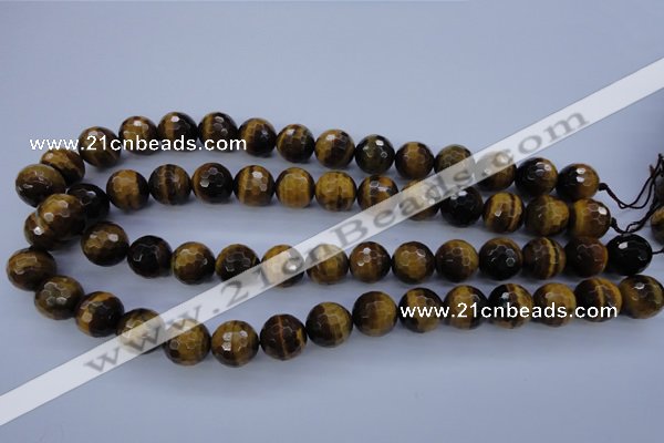 CTE425 15.5 inches 14mm faceted round yellow tiger eye beads