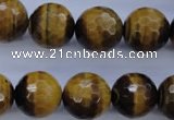 CTE426 15.5 inches 16mm faceted round yellow tiger eye beads