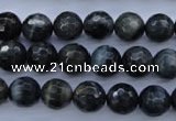 CTE443 15.5 inches 10mm faceted round blue tiger eye beads