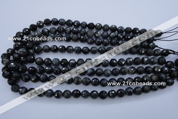 CTE443 15.5 inches 10mm faceted round blue tiger eye beads