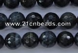 CTE444 15.5 inches 12mm faceted round blue tiger eye beads