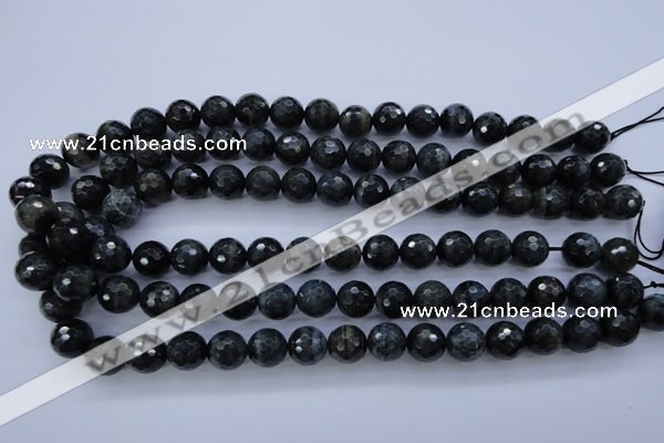 CTE444 15.5 inches 12mm faceted round blue tiger eye beads