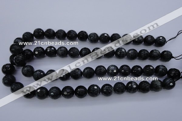 CTE445 15.5 inches 14mm faceted round blue tiger eye beads