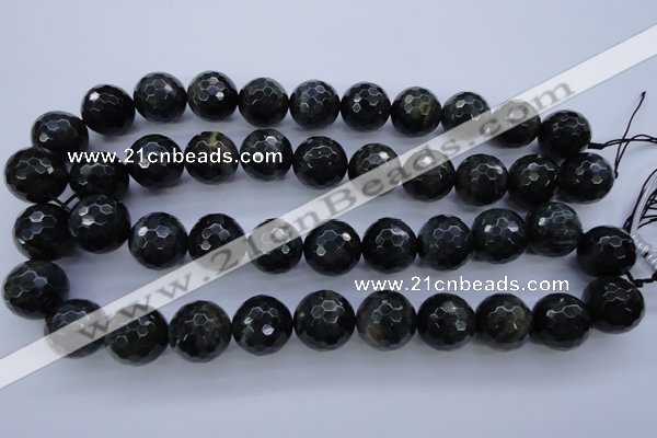 CTE447 15.5 inches 18mm faceted round blue tiger eye beads