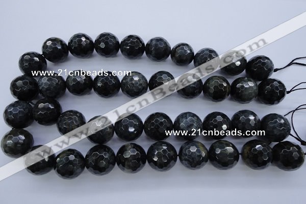 CTE448 15.5 inches 20mm faceted round blue tiger eye beads