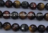 CTE454 15.5 inches 10mm faceted round mixed tiger eye beads