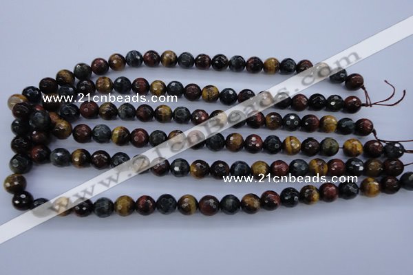 CTE454 15.5 inches 10mm faceted round mixed tiger eye beads