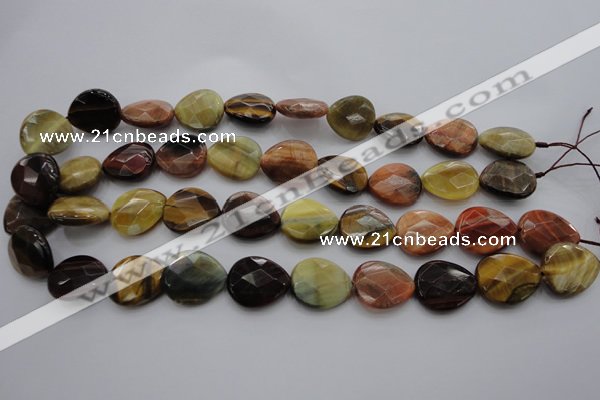 CTE468 15.5 inches 18*20mm faceted flat teardrop mixed tiger eye beads