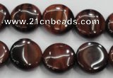 CTE53 15.5 inches 15mm flat round red tiger eye gemstone beads