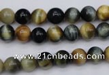 CTE552 15.5 inches 8mm round golden & blue tiger eye beads