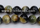 CTE553 15.5 inches 10mm round golden & blue tiger eye beads