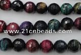 CTE581 15.5 inches 6mm faceted round colorful tiger eye beads