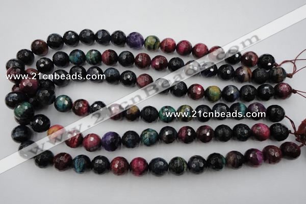 CTE581 15.5 inches 6mm faceted round colorful tiger eye beads