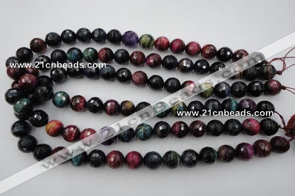 CTE582 15.5 inches 8mm faceted round colorful tiger eye beads