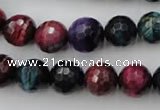 CTE583 15.5 inches 10mm faceted round colorful tiger eye beads