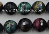 CTE586 15.5 inches 16mm faceted round colorful tiger eye beads