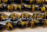 CTE606 15.5 inches 8*12mm teardrop yellow tiger eye beads wholesale