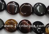 CTE62 15.5 inches 14mm flat round mixed tiger eye gemstone beads