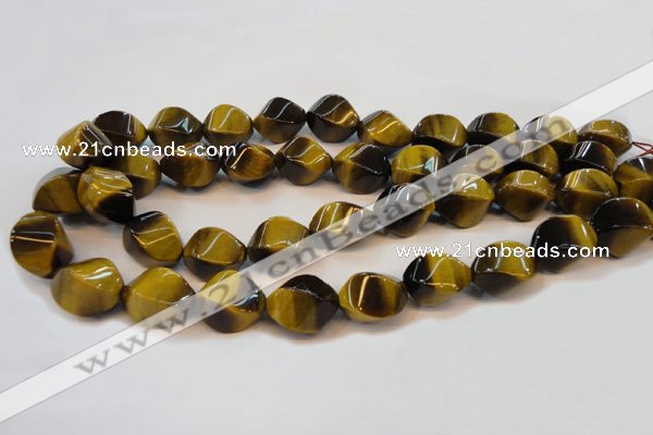 CTE620 15.5 inches 13*18mm twisted rice yellow tiger eye beads wholesale